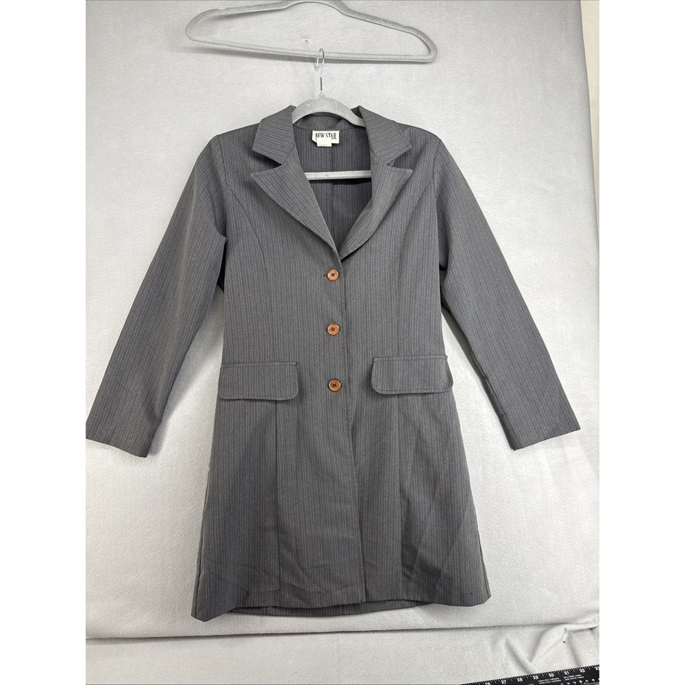 Vintage New Star Blazer, Charcoal pinstripes, Measurements in details